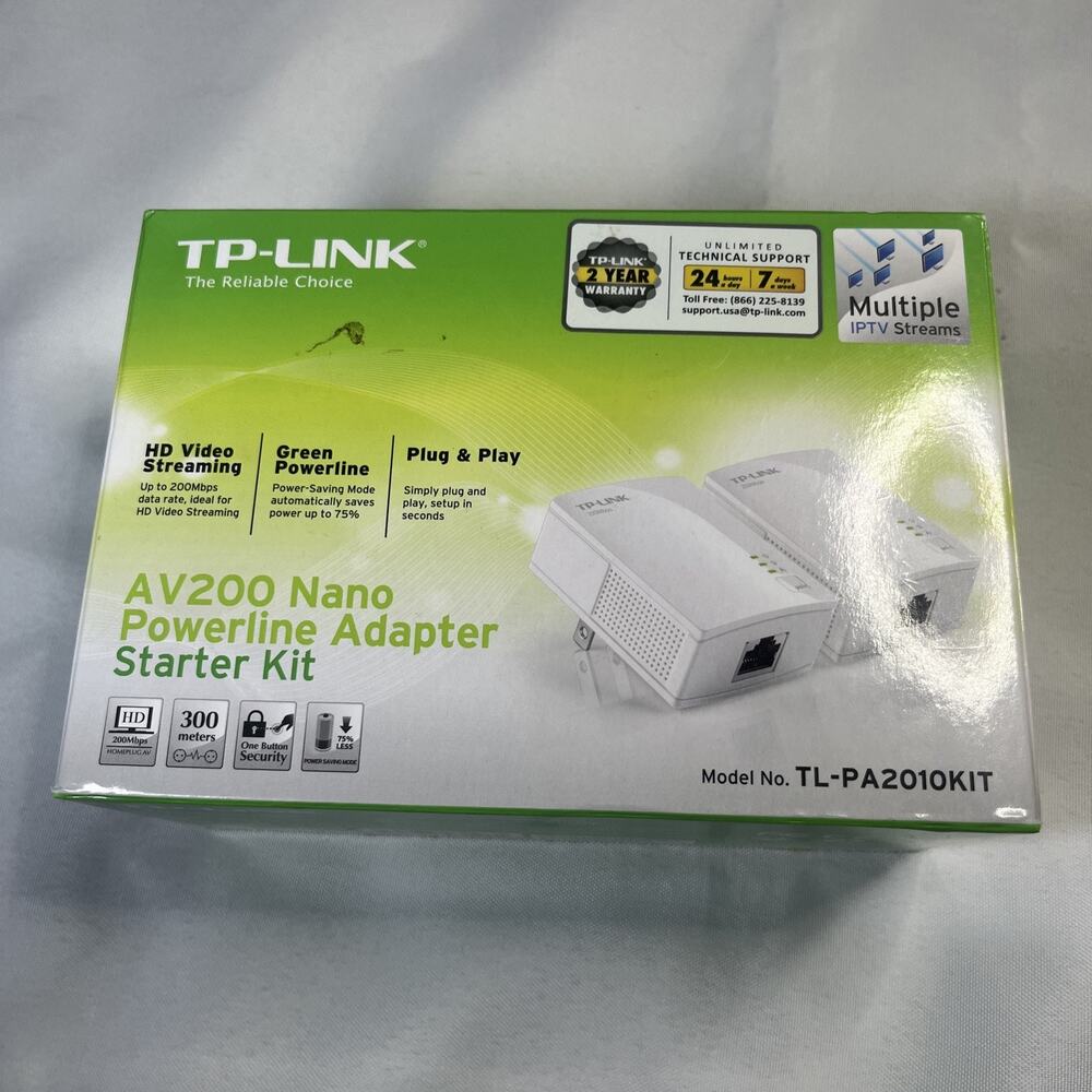 TP-Link AV200 Nano Powerline Adapter Starter Kit TL-PA2010KIT - NEW